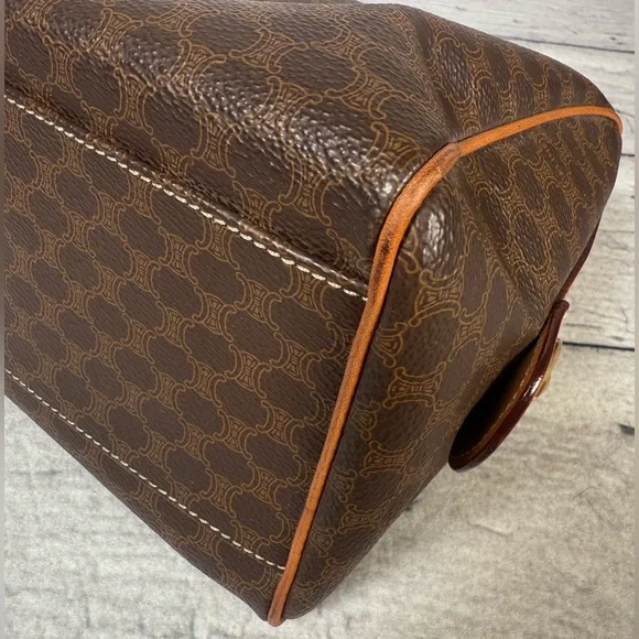 Celine Macadam Boston Brown Monogram Canvas Leather Handbag - Picture 10 of 16